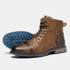 Genuine leather ankle boots featuring streamlined zipper and rugged style