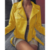 Chic slim-fit biker's leather jacket for women in premium PU leather, perfect for autumn and winter fashion.
