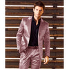 Men's satin suit in royal blue, tailored for a confident and stylish appearance.