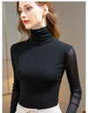 Chic Summer Lace Blouse in lightweight chiffon with turtleneck, full sleeves, and elegant lace detail for stylish summer wear