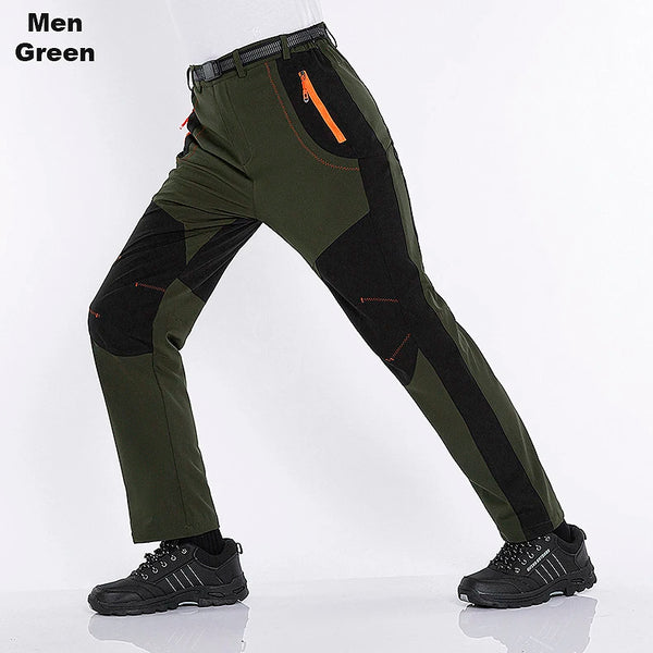 Windproof waterproof hiking pants with cozy fleece lining for cold trails