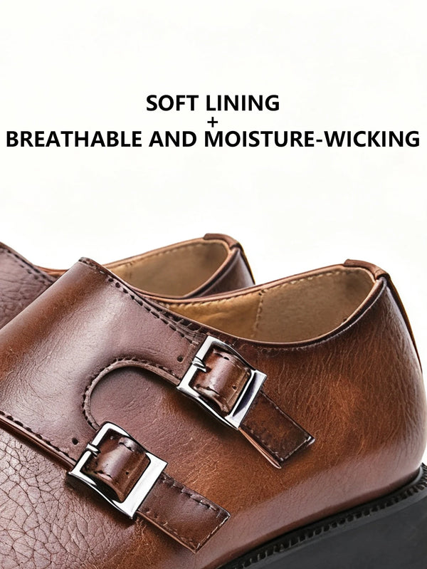 Handcrafted monk strap oxfords in genuine leather with EVA cushioned insole