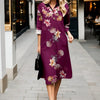 Timeless Bloom Collared Dress with 3D Floral Print