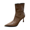 Chic women's ankle boots with zipper, high heel, pointed toe, perfect for autumn and winter fashion, made of PU leather.