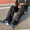 Fashionable blue denim jeans with slight stretch for added comfort.