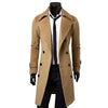 Classic double-breasted men's wool trench coat in solid color, perfect for winter and versatile for casual or professional we