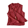 Sleeveless linen top featuring side slits for modern movement.