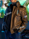Cyberpunk 2077 LED Collar Faux Leather Jacket in black with illuminated collar.