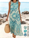 Lightweight floral sundress with midi length and comfortable stretch fabric