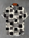 Quick-drying denim-texture shirt with geometric print perfect for beach to bar transitions