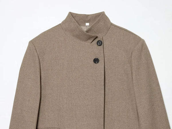Contemporary stand-collar blazer for effortless street style