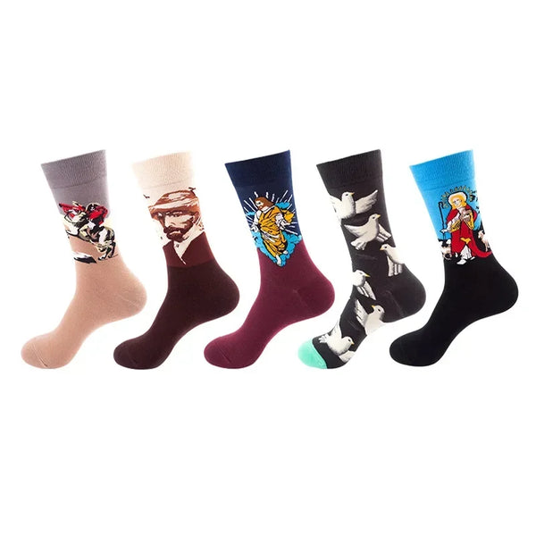 Fun crew socks with unique designs, perfect for casual wear.