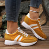 Casual white patchwork sneakers with breathable mesh construction