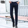 Men's business casual straight leg trousers in solid colors, lightweight polyester-spandex blend, perfect for office and casu