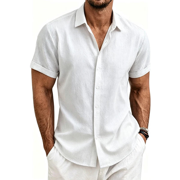 Quick-dry travel shirt for men featuring lightweight polyester construction