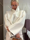 Women's street style polyester jacket with structured stand collar and loose fit