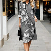 Timeless Bloom Collared Dress with 3D Floral Print