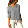 Elegant long sleeve office blouse for women, double-breasted, slim fit, versatile for business attire in various colors.