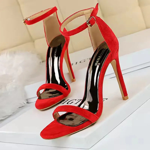 Premium suede formal heels featuring hollow pattern design