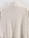 Polyester autumn jacket with sash belt and comfortable loose-fit silhouette