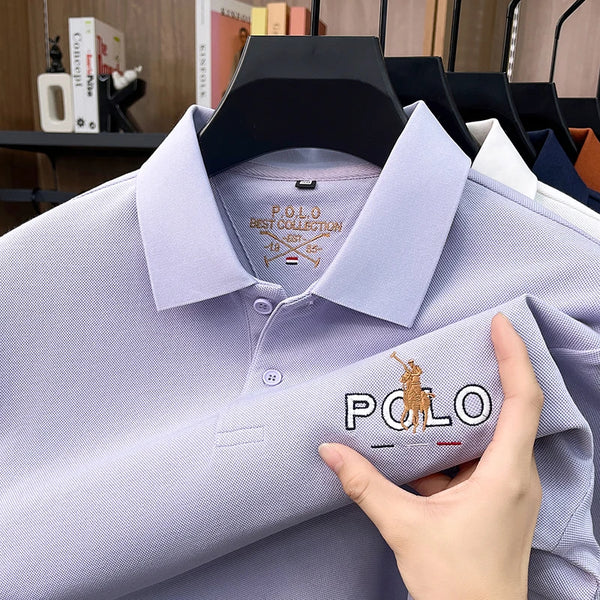 Versatile cotton blend polo with embroidered pony accent and structured collar