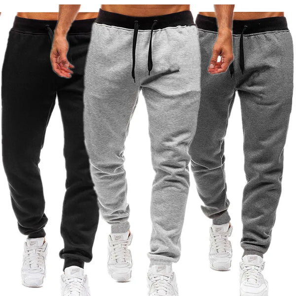 Loose straight-leg joggers with spliced sportswear design in polyester fabric for men