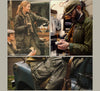 Model in the Classic Wax Canvas Hunting Jacket during a rainy day.