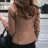 Chic slim fit faux leather moto jacket for women, perfect for autumn and winter, featuring a sleek zipper closure and tailore