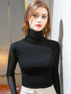 Chic Summer Lace Blouse in lightweight chiffon with turtleneck, full sleeves, and elegant lace detail for stylish summer wear