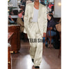 Elegant men's satin two-piece suit in casual fit, perfect for business or casual events, made from cotton and polyester blend