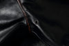 Close-up of the turn-down collar on the Vintage A2 leather flight jacket.