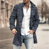 Stylish checkered men's trench coat for autumn and winter, featuring a turtleneck collar and single-breasted closure.
