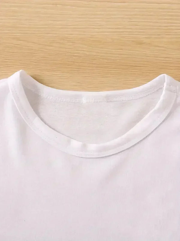 Close-up of whimsical cat and coffee design printed on comfortable polyester t-shirt