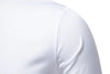 Vintage-style men's casual dress shirt with stand collar, irregular hem, and solid pattern for versatile wardrobe options.