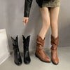 Chic Women's Mid-Calf Chelsea Boots in pleated leather, waterproof, non-slip, perfect for Winter 2024 style and comfort.