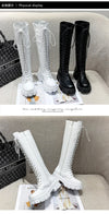 Stylish ankle high women's boots with lace-up closure, thick heel, non-slip rubber sole, perfect for fall and winter fashion.