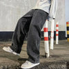 Men's loose straight wide-leg jeans in premium softened denim with elastic waist