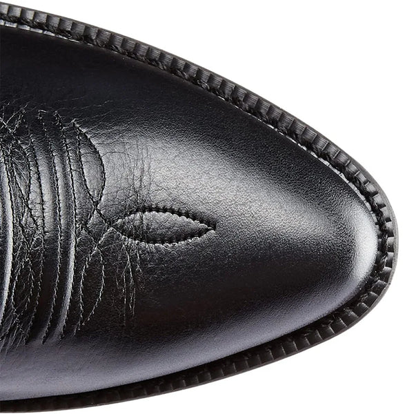 Embroidered leather Western boots with low heel and all-day comfort construction