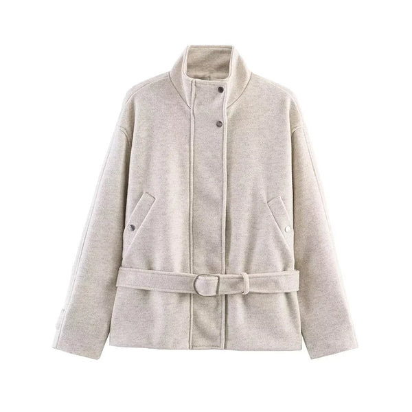 Belted Elegance Loose-Fit Autumn Jacket