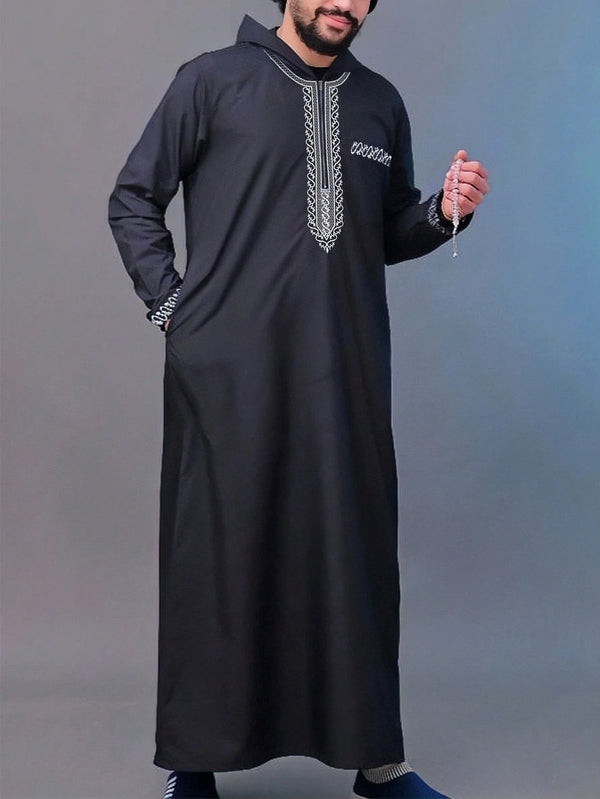 Men's cultural outfit with African patchwork shirt and matching drawstring pants for all seasons