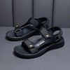 Men's adjustable sandals reducing foot fatigue with contoured footbed