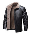Stylish men's biker jacket in black, perfect for winter outings.