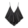 Polished V-neck slip top in luxurious satin with exposed back