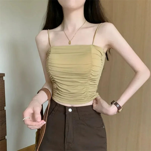 White regular fit sleeveless camisole with adjustable shoulder straps