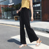 Chic wide leg summer pants for women in ice silk, pleated design, perfect for casual outings and warm weather comfort.