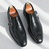 Leather dress oxfords with monk strap buckle and true-to-size fit