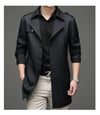 Classic men's long trench coat in lightweight polyester, perfect for spring and autumn business casual and everyday wear.