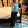 Soft striped pants featuring adjustable waistband for all-day comfort