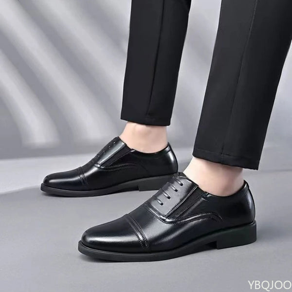 Classic black formal lace-up shoes with round toe and cushioned insole