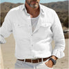 Premium men's linen cotton blend shirt in solid color, perfect for casual and business casual occasions, full-length sleeves.